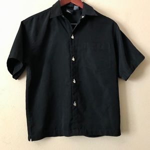 Y2K NO FEAR Boys Black Button Down Flame Snaps Shirt